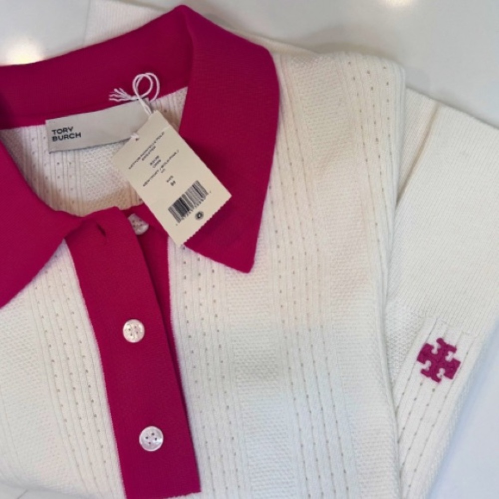 NWT Cotton Pointelle Polo: Women's Designer
Sweater Top| Tory Burch